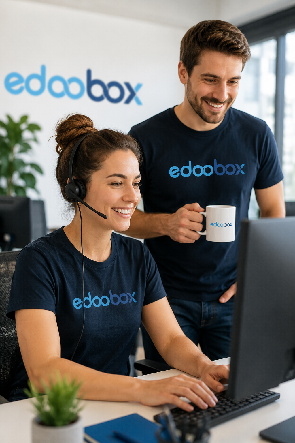 The Friendly edoobox Team During a Support Call