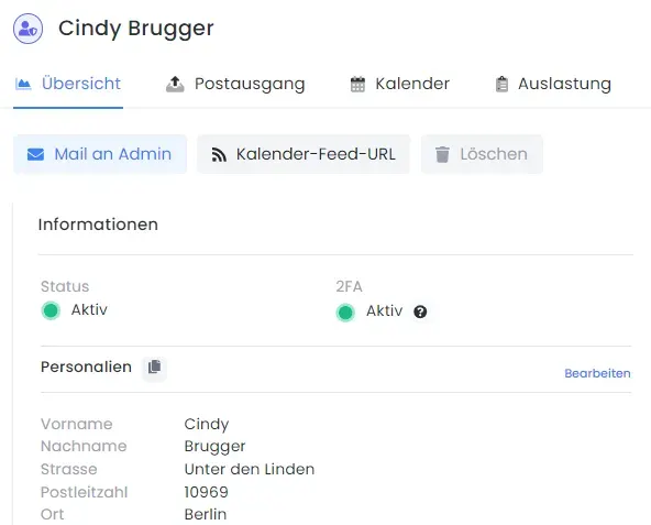 edoobox user view with active account information and advanced permissions management