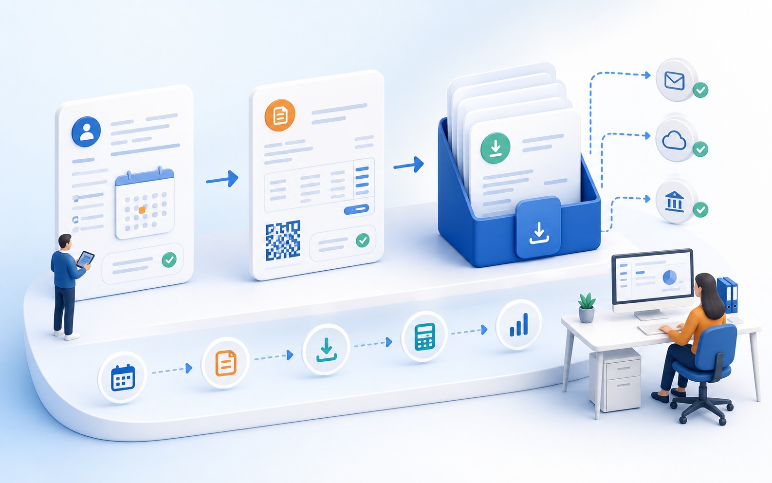 Visual Invoice Workflow with Documents, QR Invoice Structure, Export, and Accounting