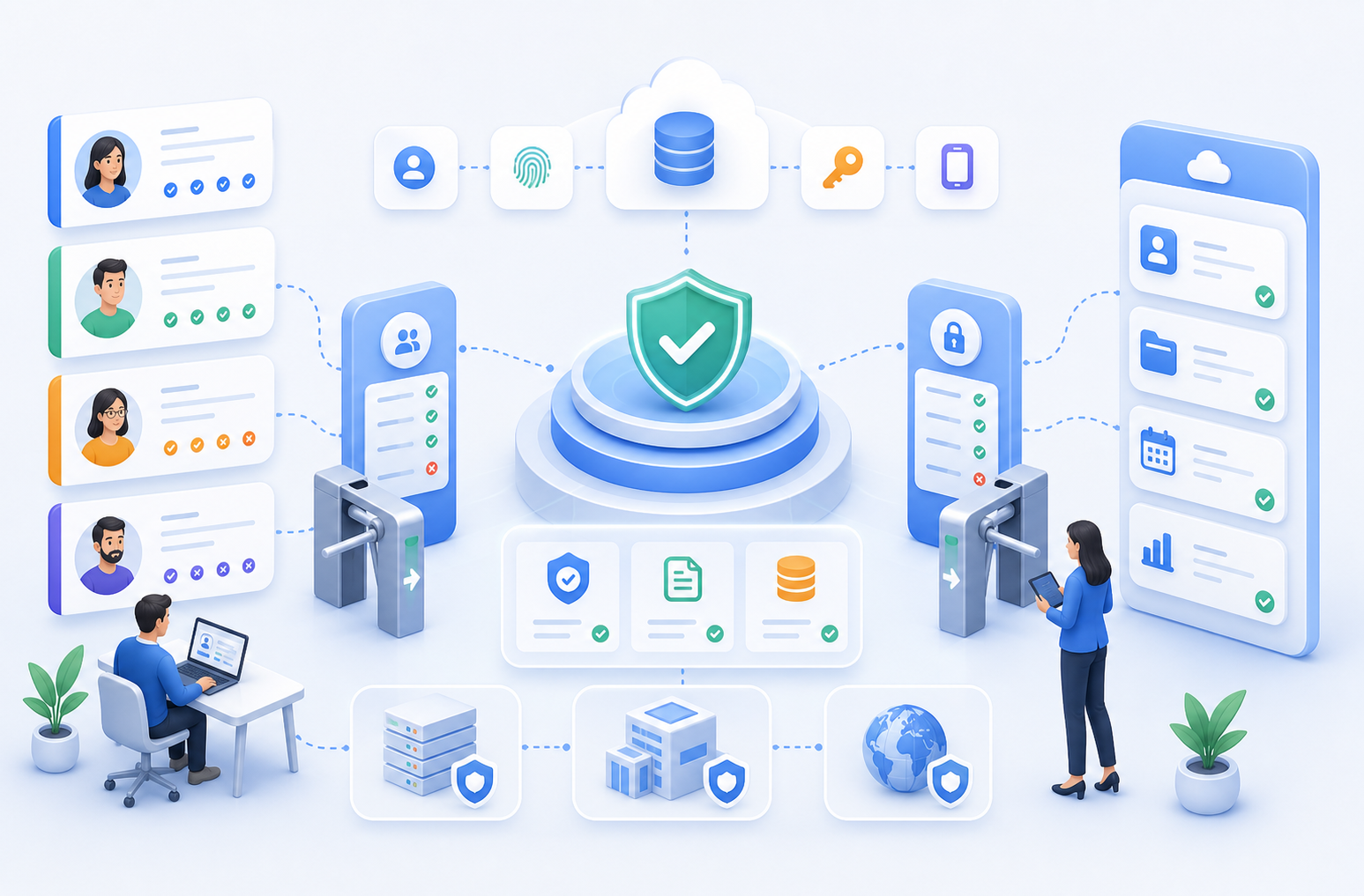 Graphical Security Architecture with Roles, Permissions, Access Control, and Protection Layers